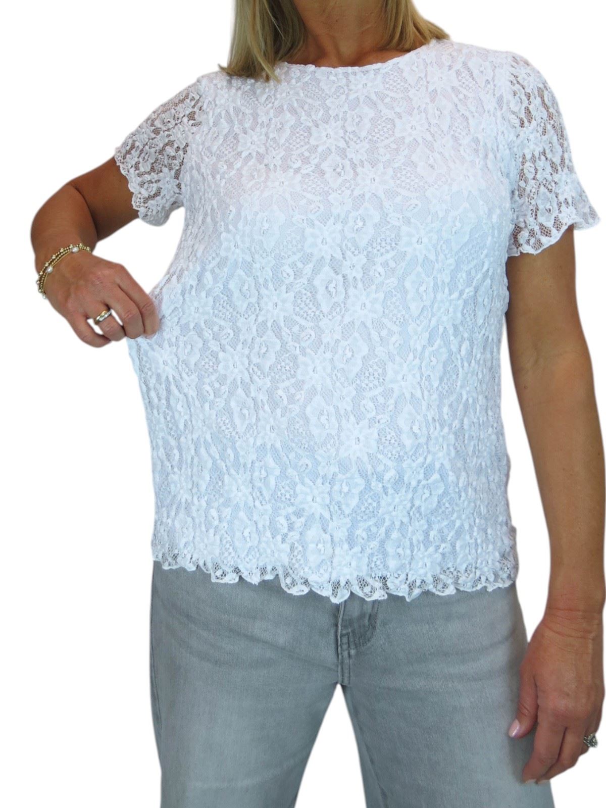 Damen Elegant Stretch Häkel Spitze Top Kurzarm Komplett Gefüttert 10-20 - Bild 9 von 30