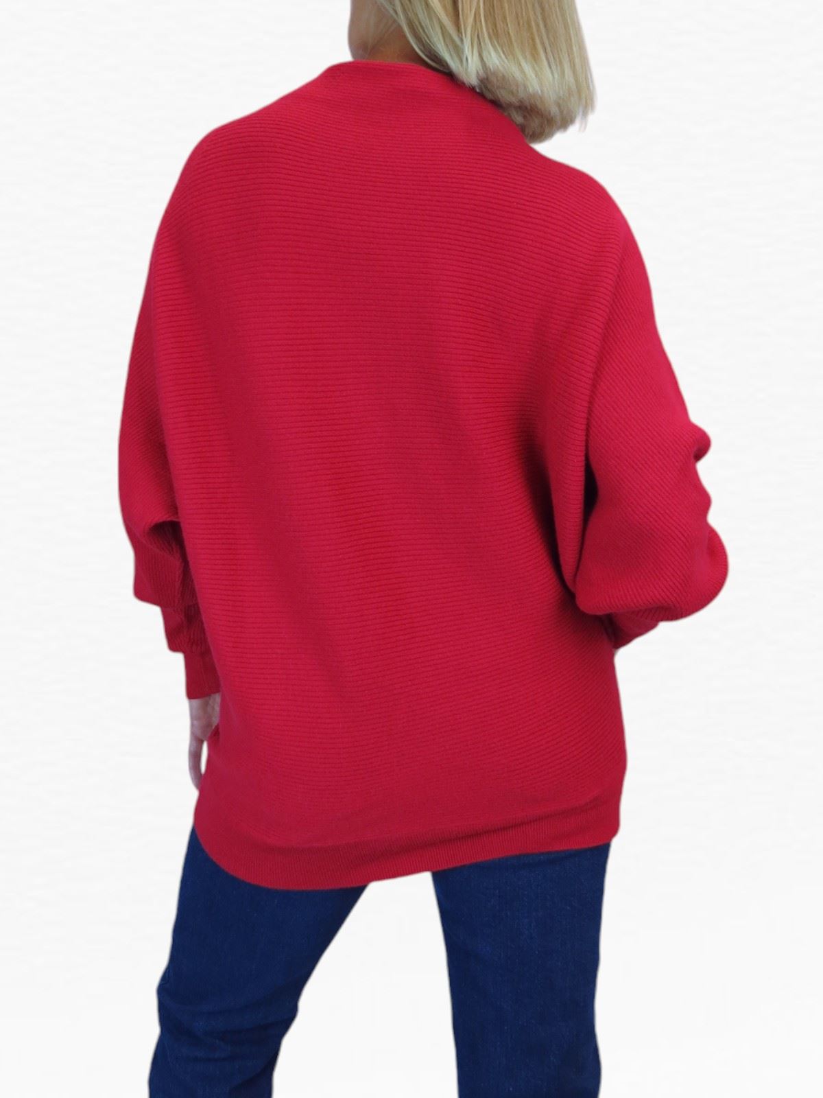 Ladies Rib Turtle Neck Batwing Jumper Soft Knit Long Sleeve Pullover Top 6 - 10 - Picture 28 of 33