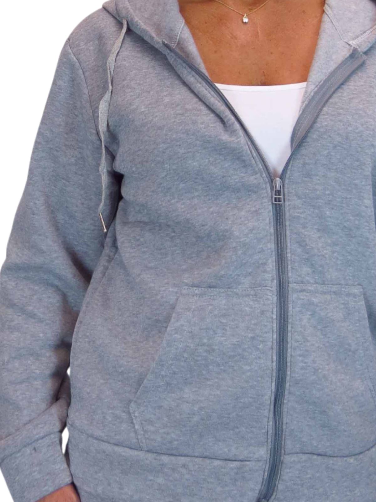 Damen 2 teiliges Fleece Trainingsanzug Set Jogger und Zip Hoodie Freizeit Loungewear - Bild 9 von 29