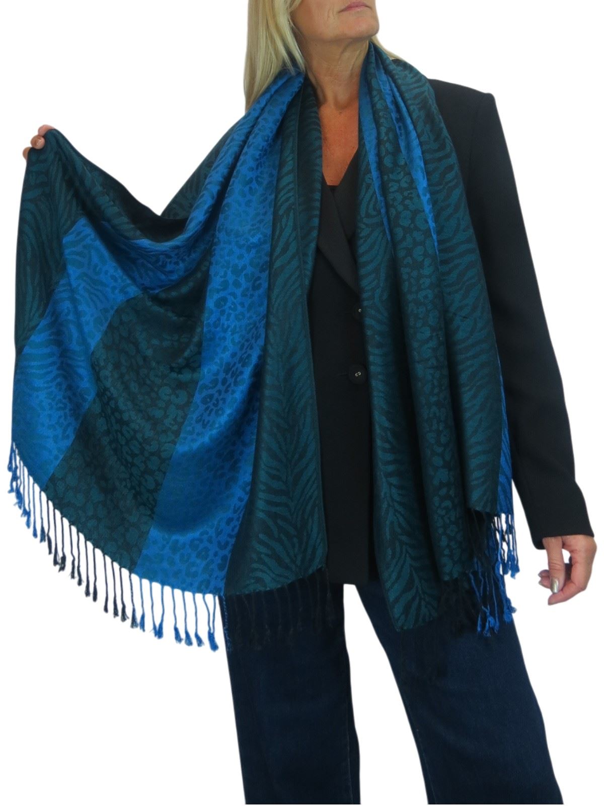 Bufanda suave ligera con estampado de cebra de leopardo para damas chal envolvente - Imagen 39 de 91