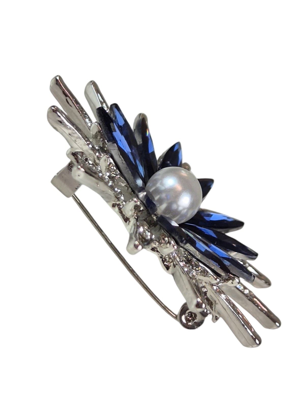 Impresionante Broche Margarita Cristal Prendedor con Centro de Perlas Flor Plata Joyería - Imagen 8 de 17