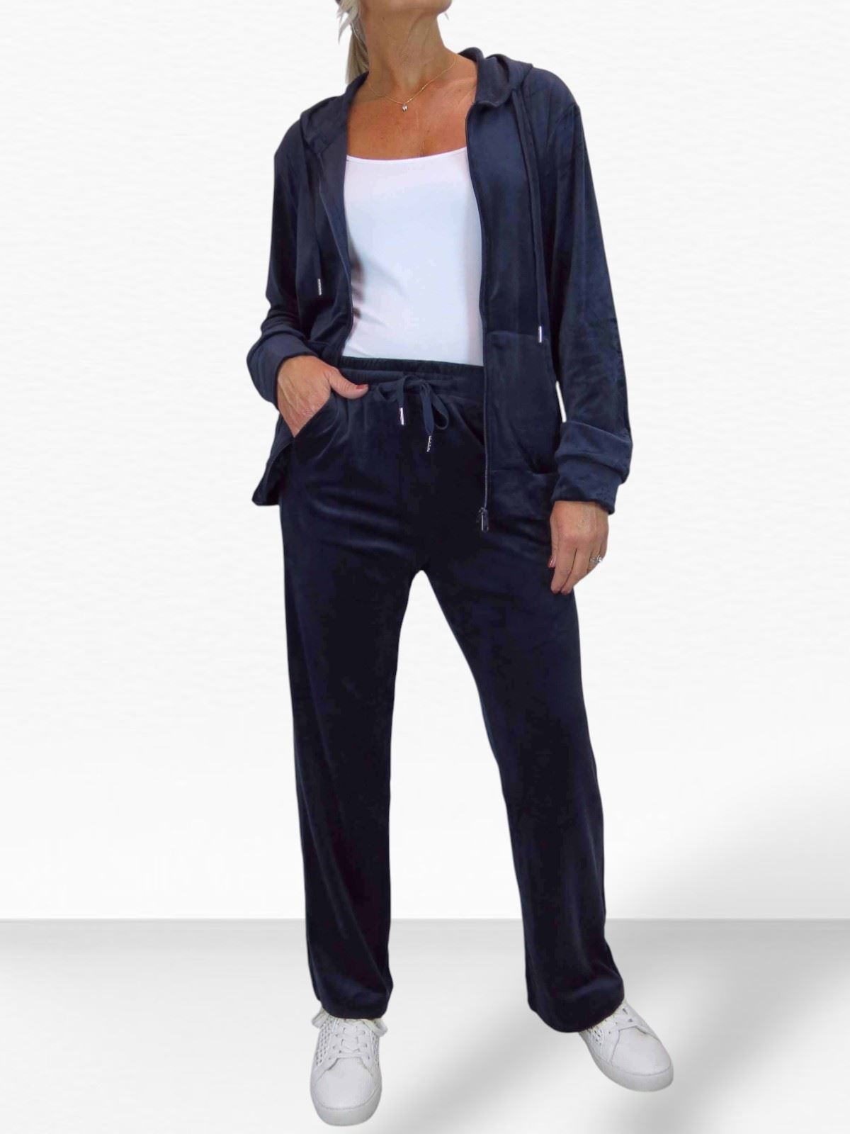 Ladies 2 Piece Velour Tracksuit Set Jogger and Zip Hoodie Casual Loungewear - Picture 15 of 38