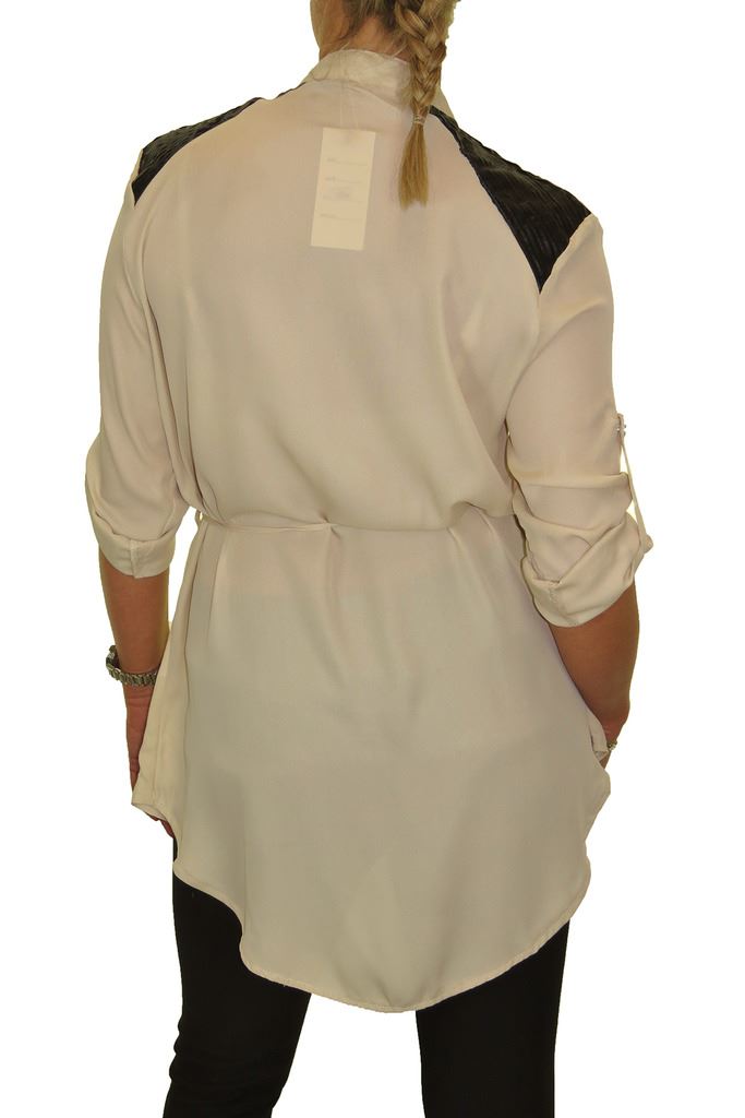 Damen Smart Langarm Knopfleiste Tunika Bluse fein weiches Gefühl Shirt Top 8-16 - Bild 4 von 22