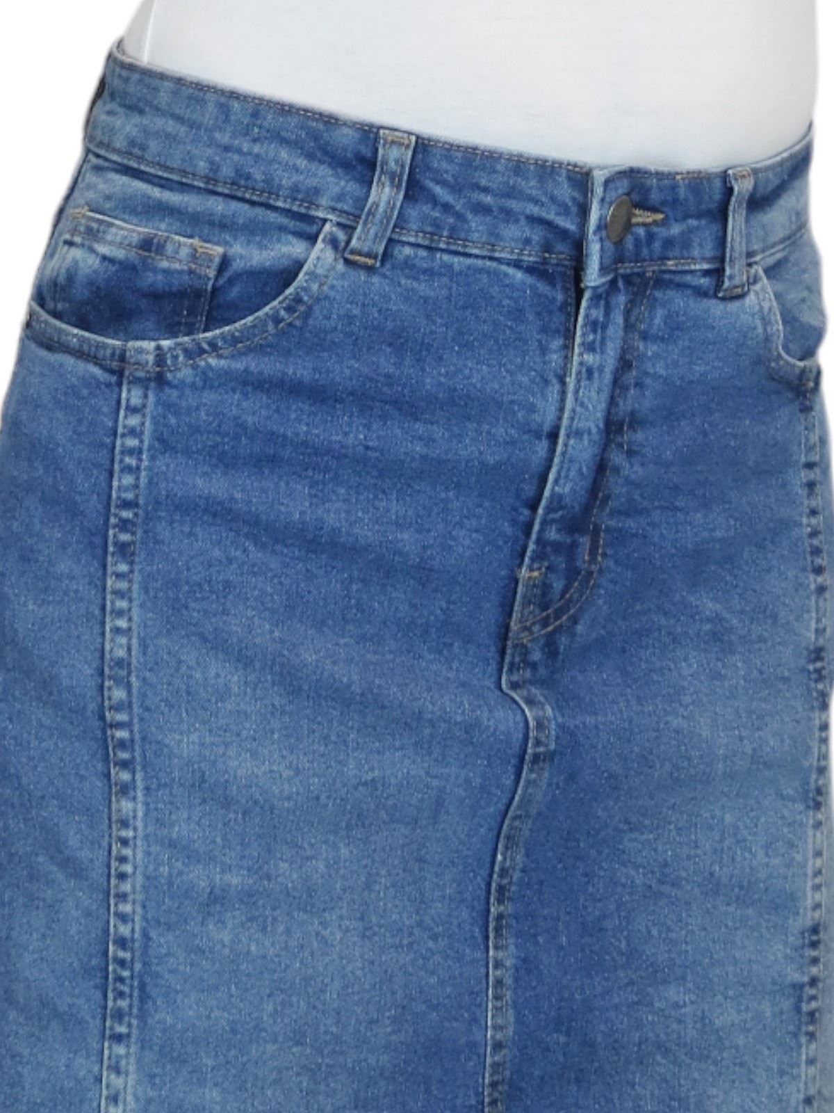 Ladies Stretch Denim A Line Jeans Skirt Knee Length Flared Pannel Skirt 10-22 - Picture 39 of 42
