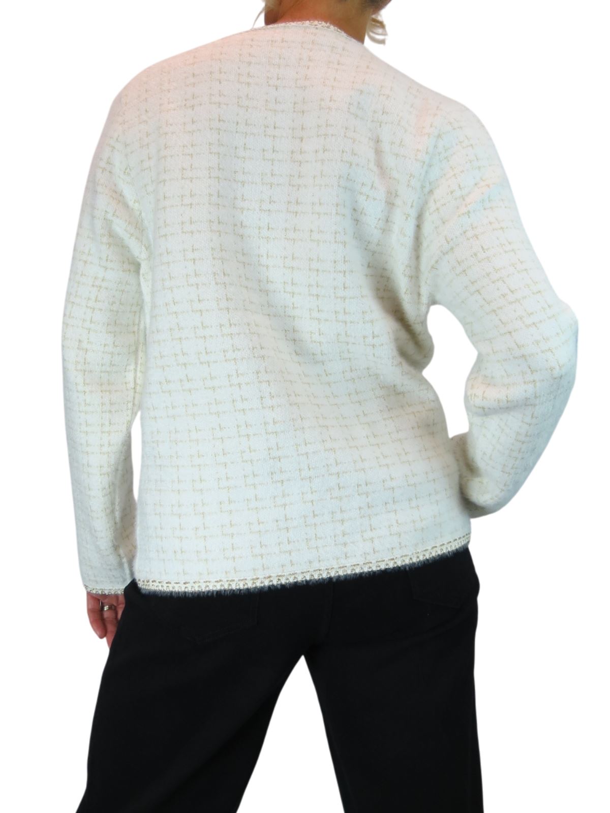 Damen weiche Strick Crop Jacke mit Perlen Knöpfe Elegant Cardigan Stil 10-18 - Bild 16 von 22