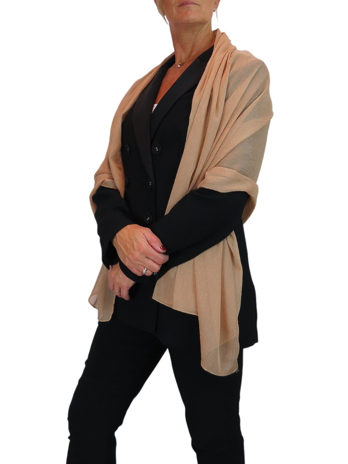 Bufanda de seda para mujer de Paulo Due - Mantón envolvente de gasa fina para viajes y noche - Imagen 70 de 126