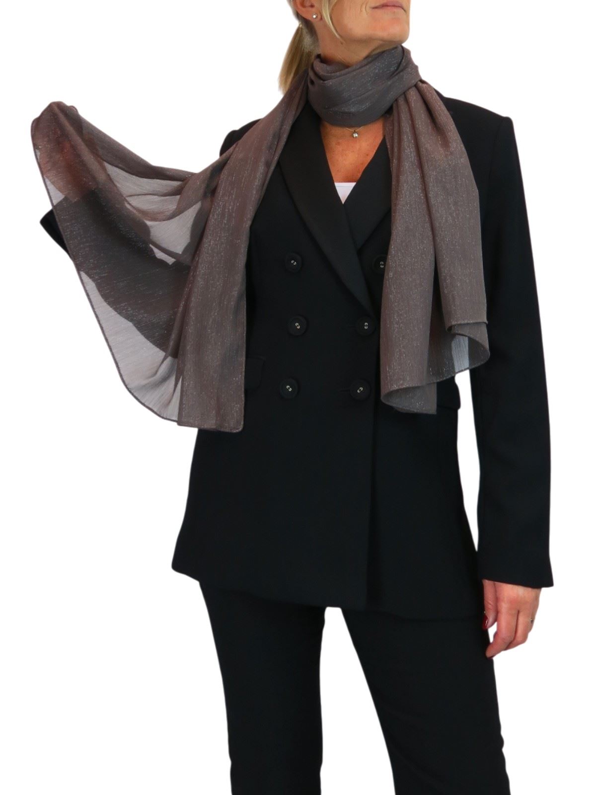 Bufanda de seda para mujer de Paulo Due - Mantón envolvente de gasa fina para viajes y noche - Imagen 41 de 126