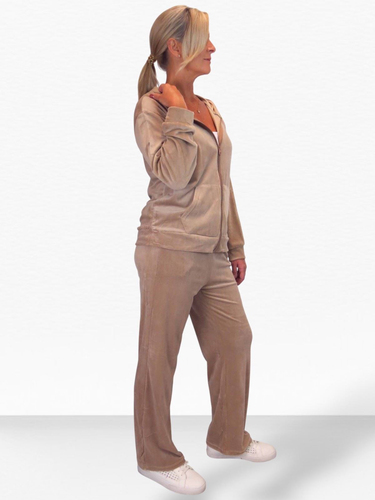 Ladies 2 Piece Velour Tracksuit Set Jogger and Zip Hoodie Casual Loungewear - Picture 11 of 38