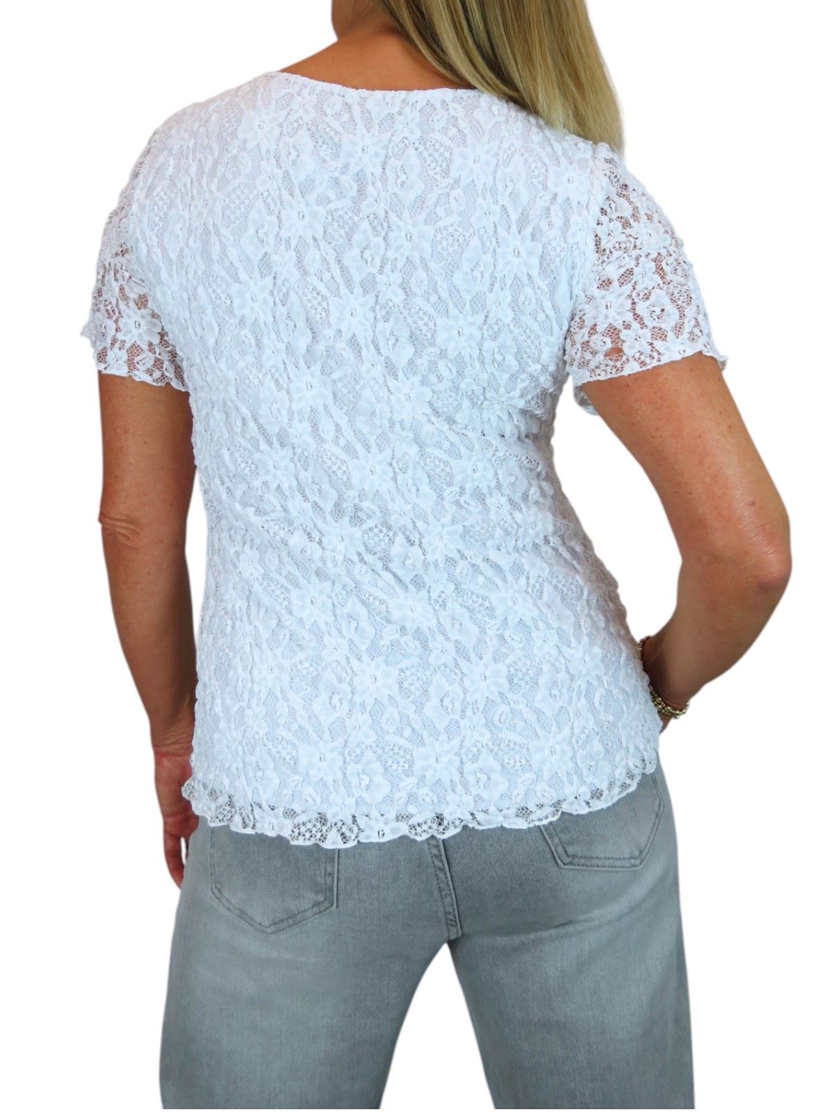 Damen Elegant Stretch Häkel Spitze Top Kurzarm Komplett Gefüttert 10-20 - Bild 8 von 30