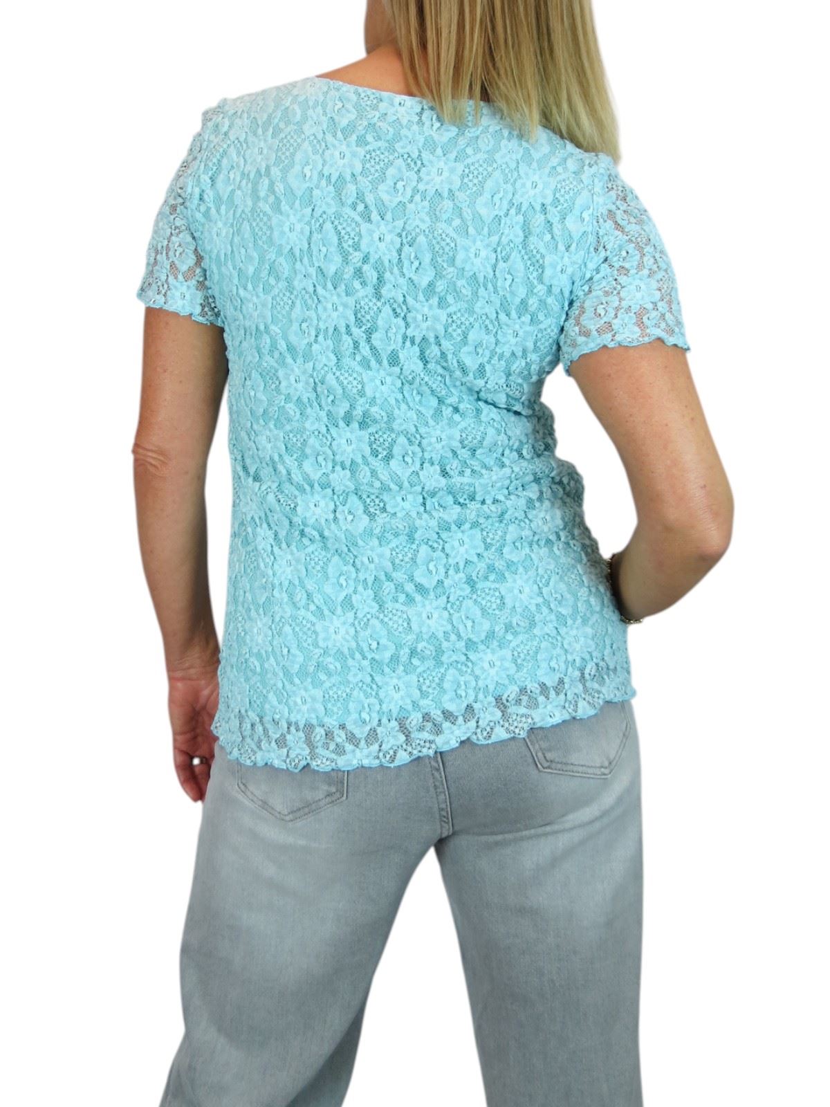 Damen Elegant Stretch Häkel Spitze Top Kurzarm Komplett Gefüttert 10-20 - Bild 26 von 30