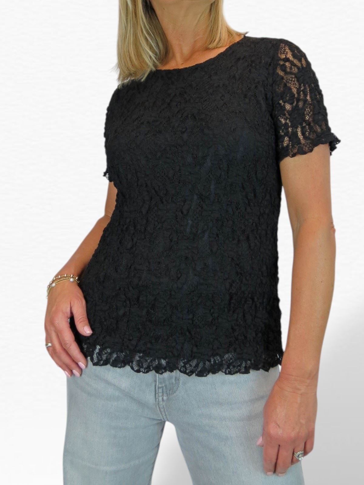 Damen Elegant Stretch Häkel Spitze Top Kurzarm Komplett Gefüttert 10-20 - Bild 19 von 30