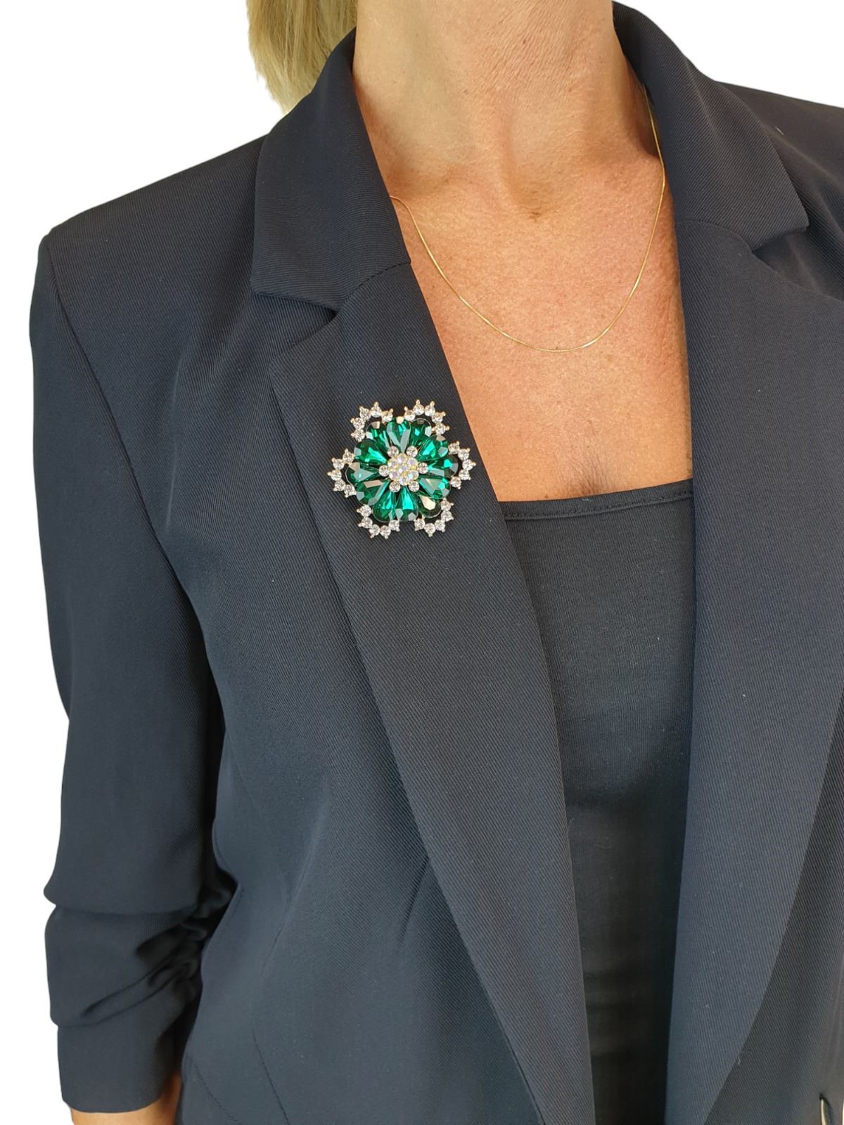 Niñas Grandes Gemas de Piedra Broche Floral Pin Racimo Cristal Medio Diamante Pin - Imagen 8 de 18
