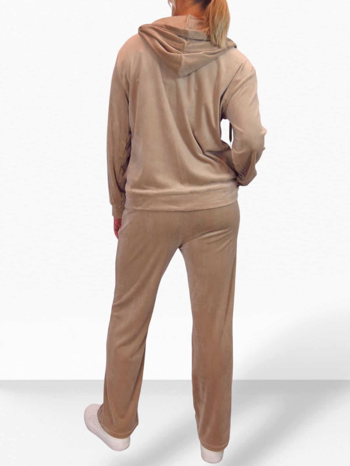 Ladies 2 Piece Velour Tracksuit Set Jogger and Zip Hoodie Casual Loungewear - Picture 8 of 38