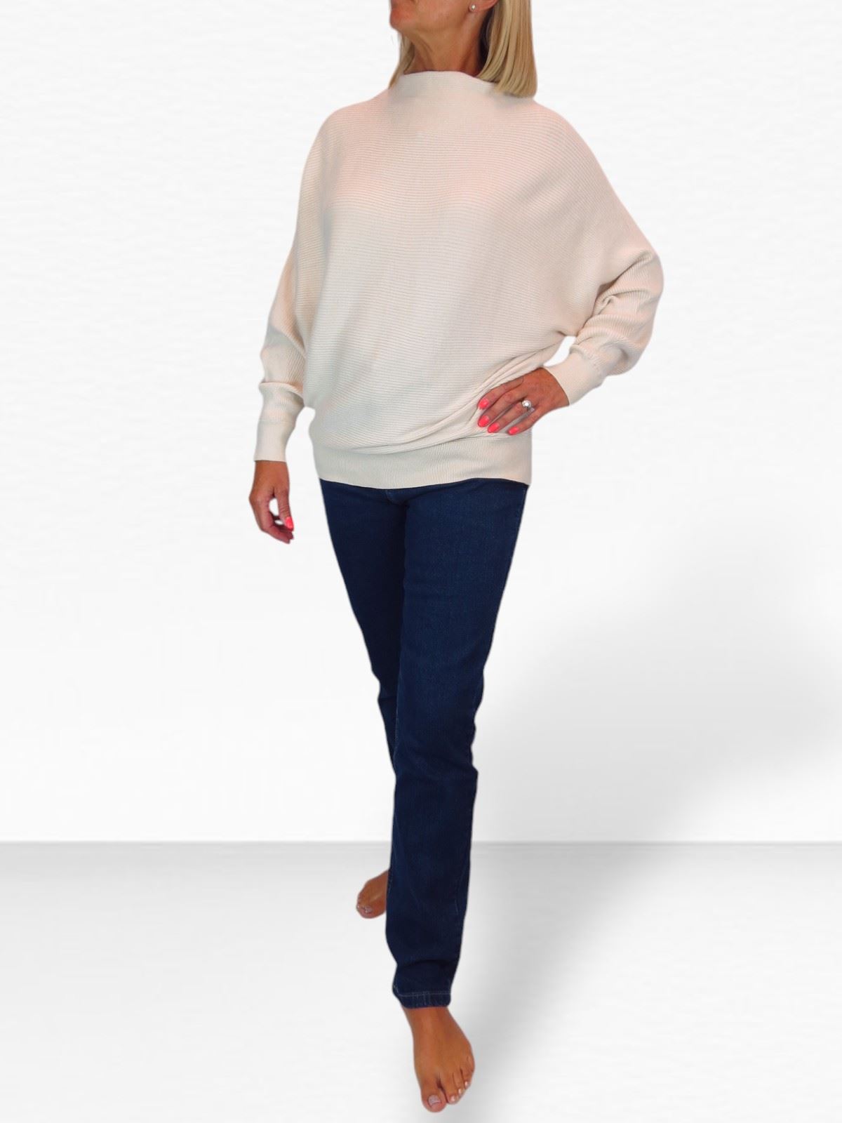 Ladies Rib Turtle Neck Batwing Jumper Soft Knit Long Sleeve Pullover Top 6 - 10 - Picture 10 of 33