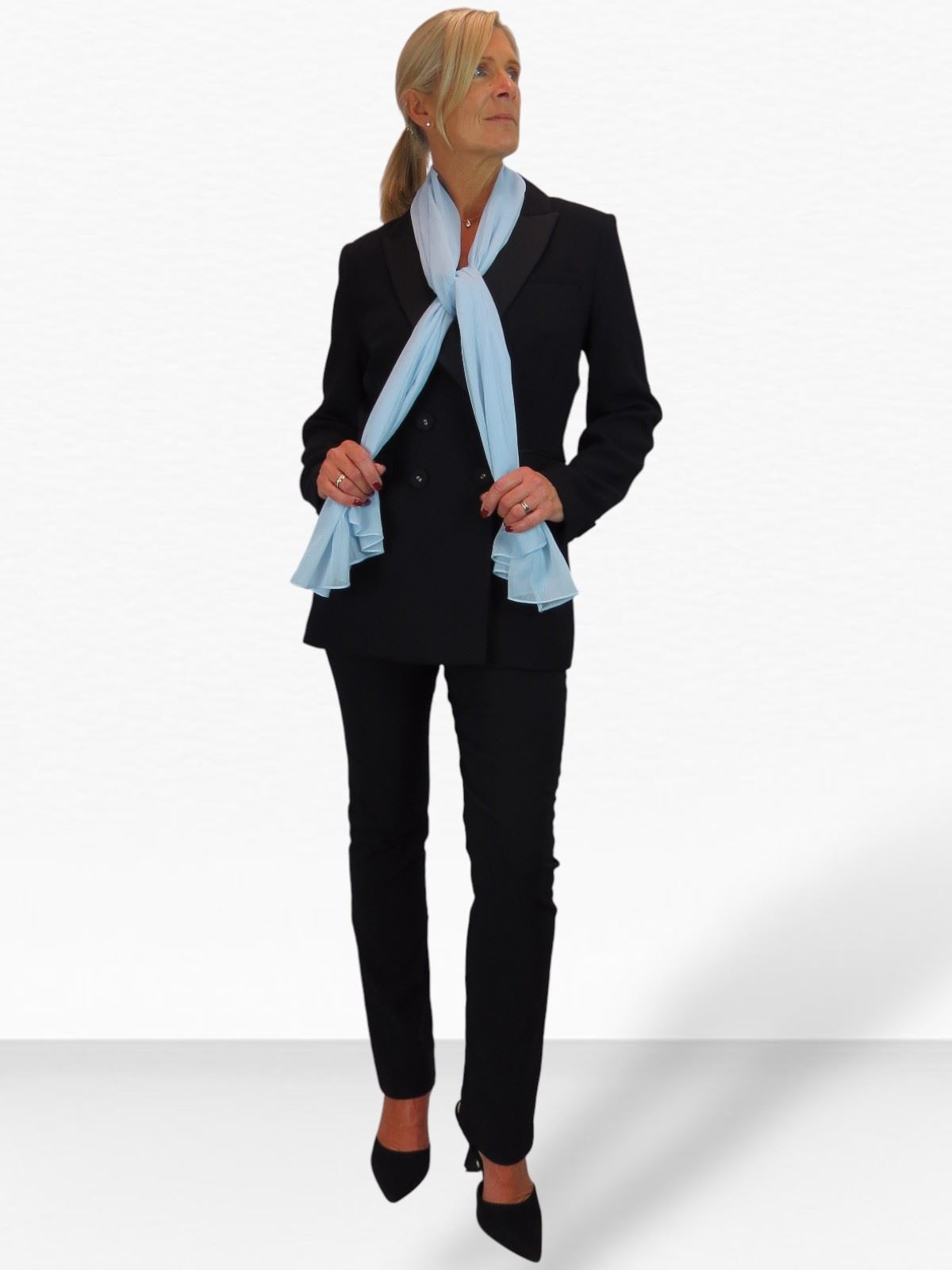 Bufanda de seda para mujer de Paulo Due - Mantón envolvente de gasa fina para viajes y noche - Imagen 89 de 126