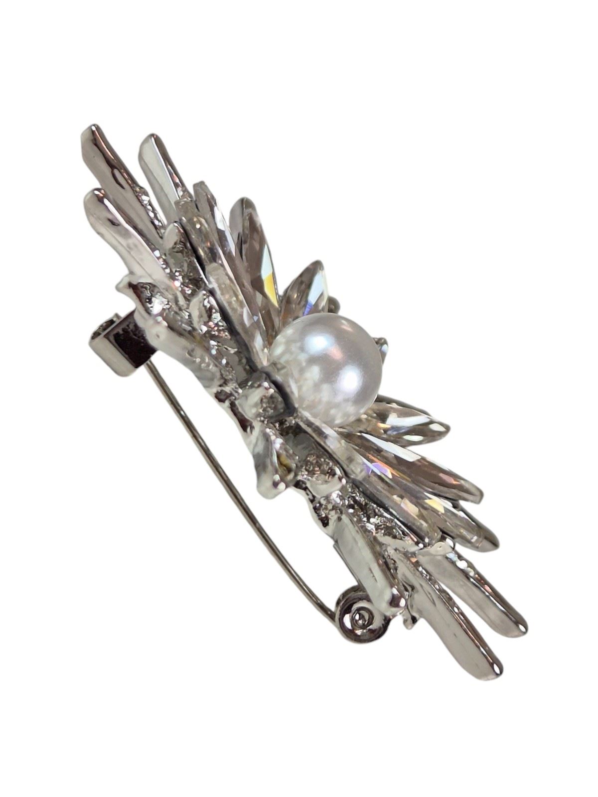 Impresionante Broche Margarita Cristal Prendedor con Centro de Perlas Flor Plata Joyería - Imagen 16 de 17