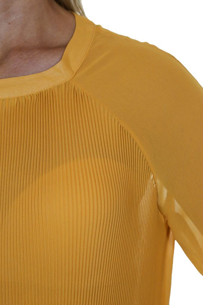 Ladies Pleated Round Neck Top Sheer Chiffon Blouse Short Sleeve Shirt 8 - 10 - Picture 13 of 18