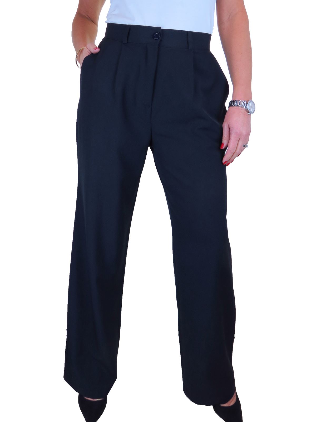 Pantalones inteligentes de cintura alta de calce suelto para mujer oficina trabajo 10-22 - Imagen 13 de 17