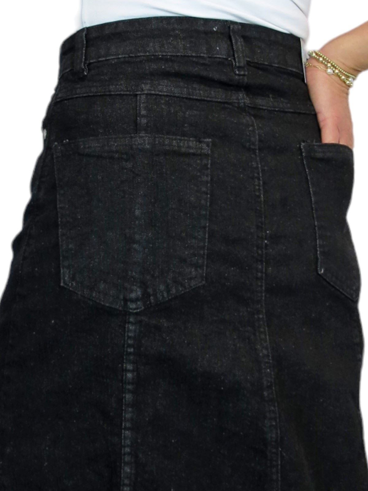 Ladies Stretch Denim A Line Jeans Skirt Knee Length Flared Pannel Skirt 10-22 - Picture 10 of 42