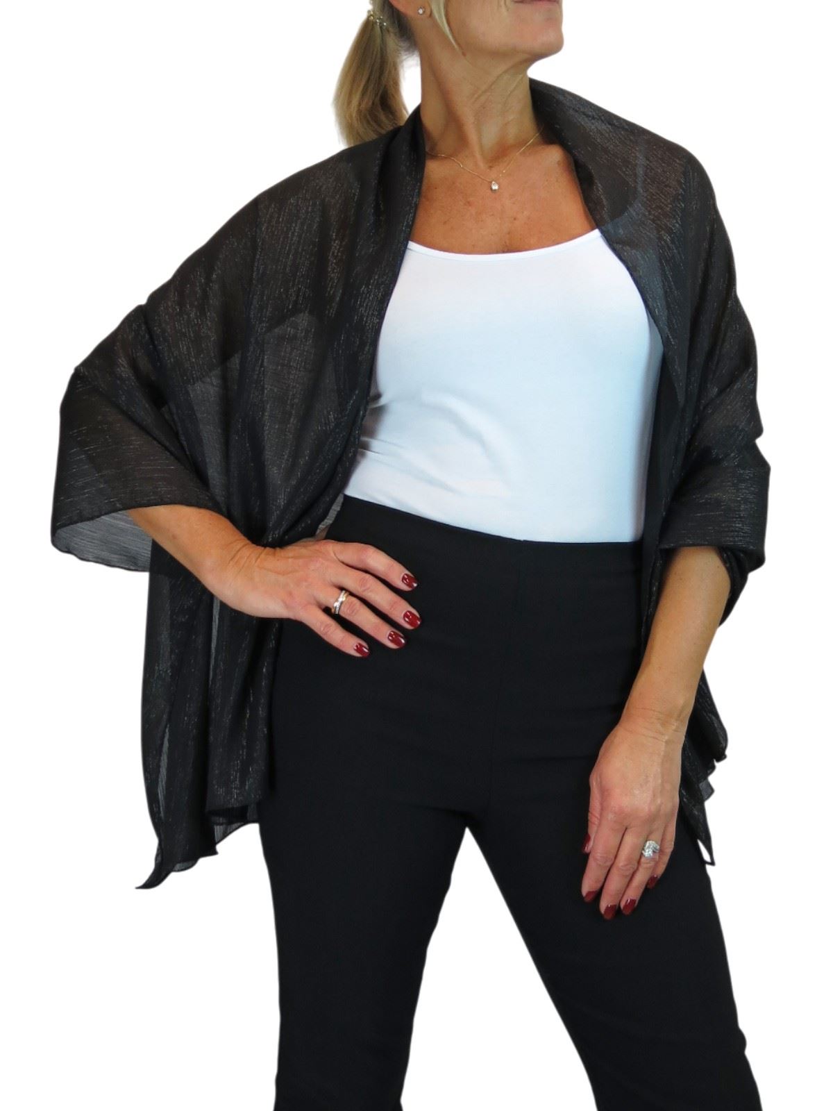 Bufanda de seda para mujer de Paulo Due - Mantón envolvente de gasa fina para viajes y noche - Imagen 21 de 126