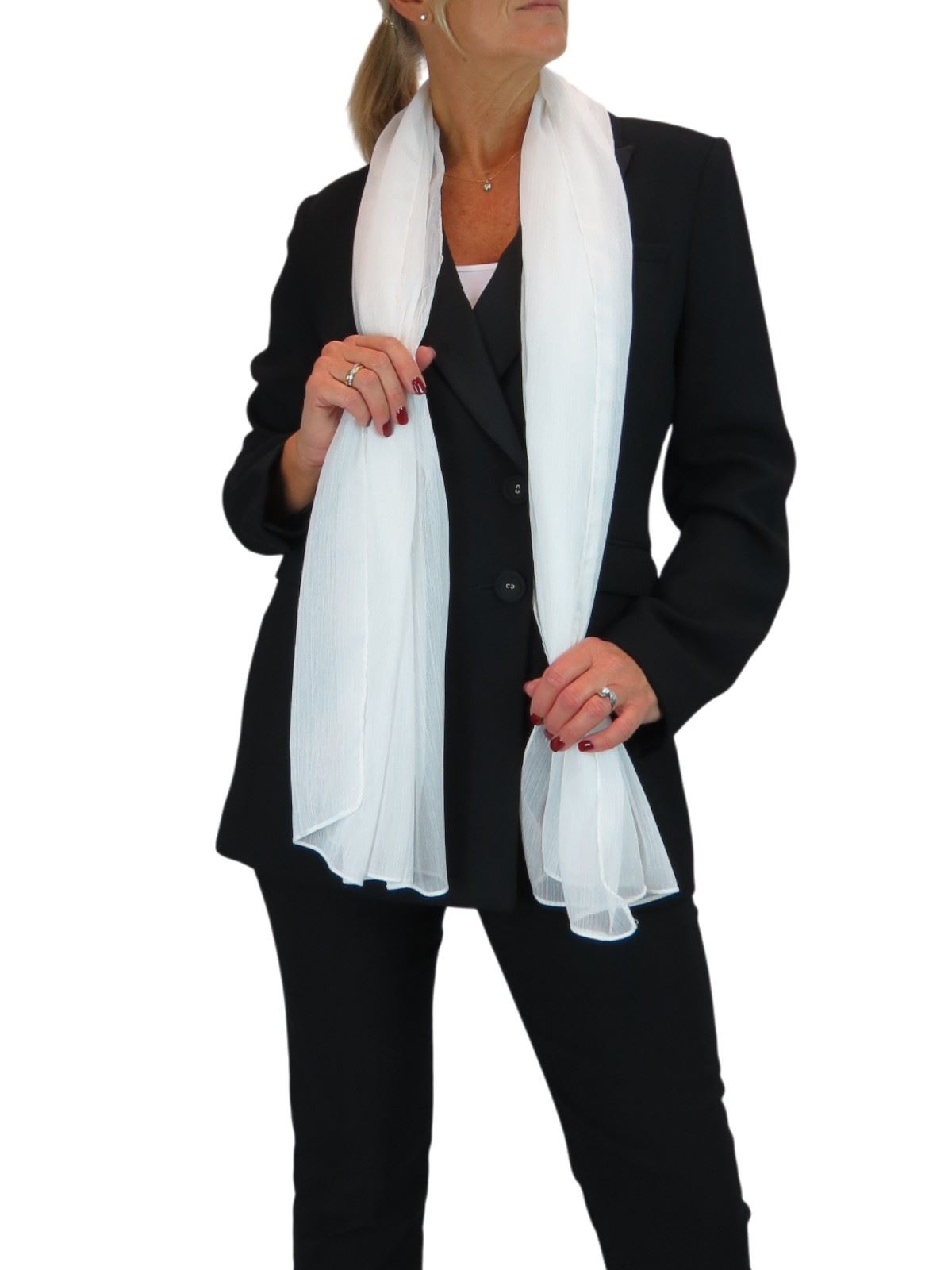 Bufanda de seda para mujer de Paulo Due - Mantón envolvente de gasa fina para viajes y noche - Imagen 71 de 126