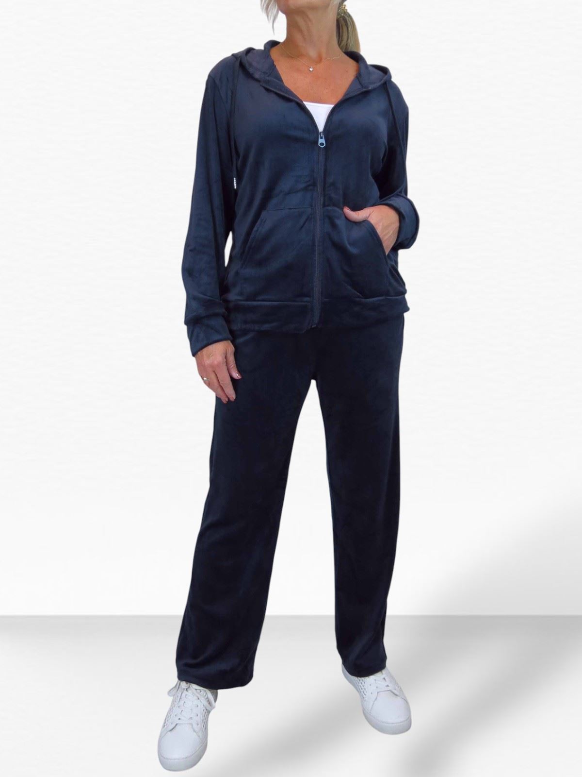 Ladies 2 Piece Velour Tracksuit Set Jogger and Zip Hoodie Casual Loungewear - Picture 21 of 38