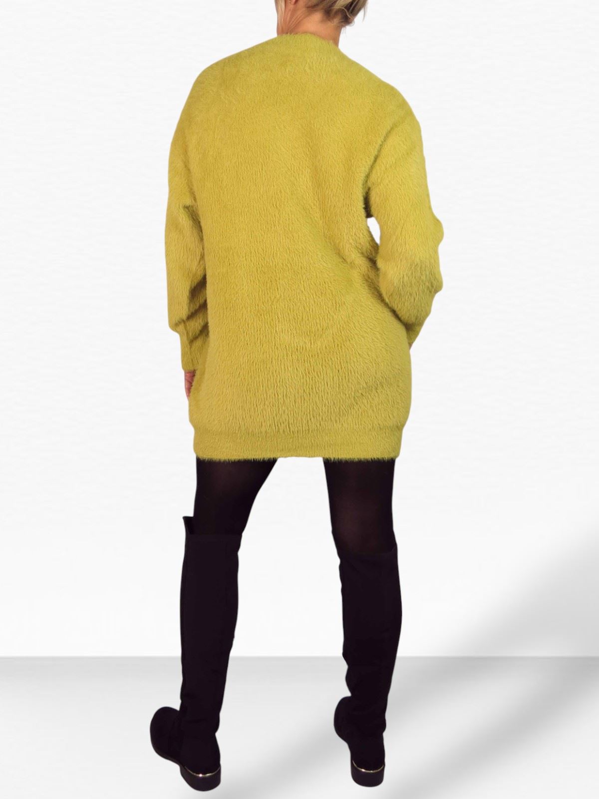 Damen Strick V Ausschnitt Pullover Kleid weich und kuschelig Strick Winterkleid Langarm - Bild 29 von 69