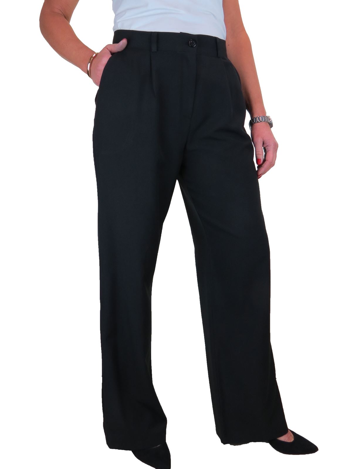 Pantalones inteligentes de cintura alta de calce suelto para mujer oficina trabajo 10-22 - Imagen 6 de 17