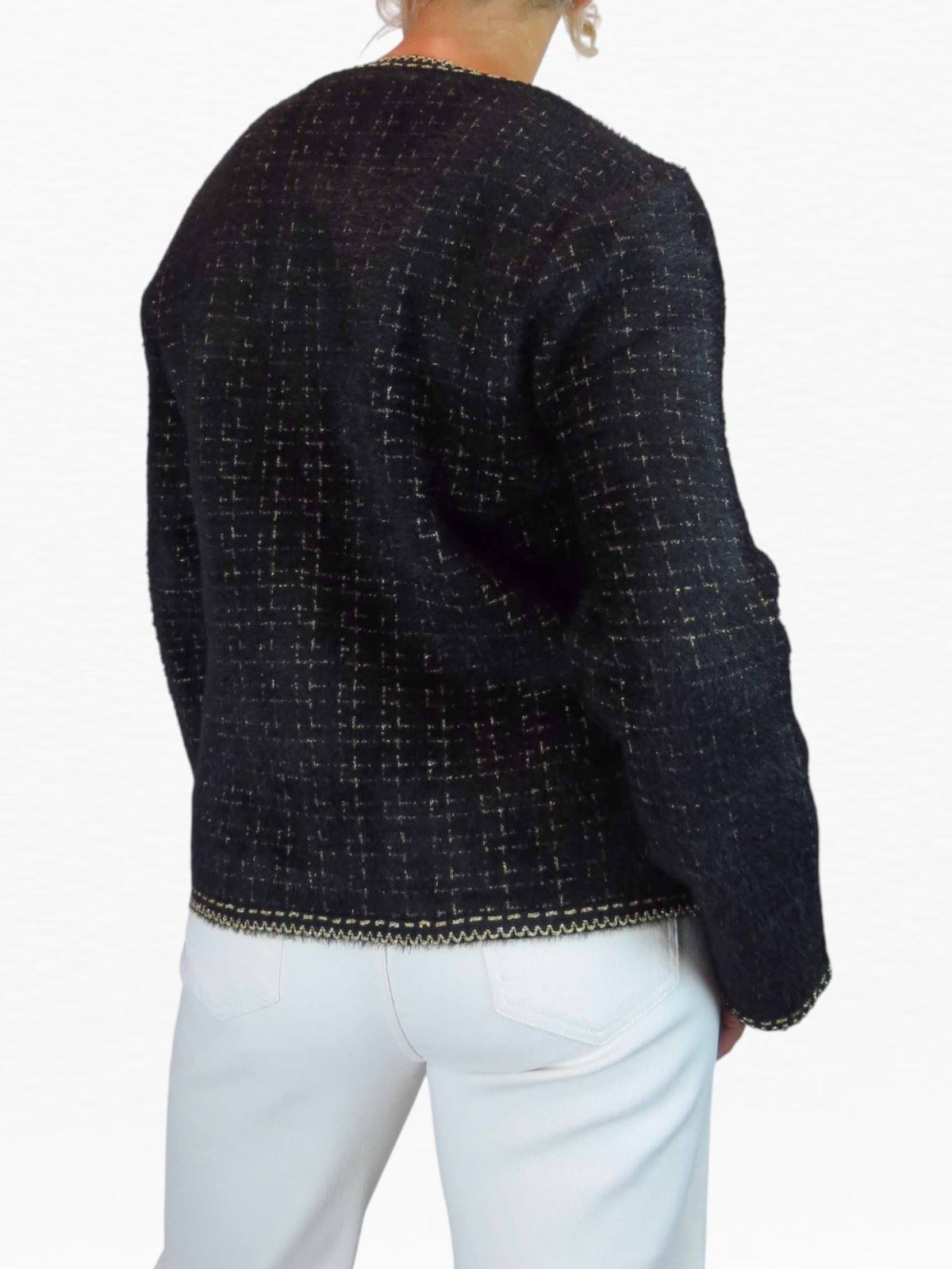Damen weiche Strick Crop Jacke mit Perlen Knöpfe Elegant Cardigan Stil 10-18 - Bild 8 von 22