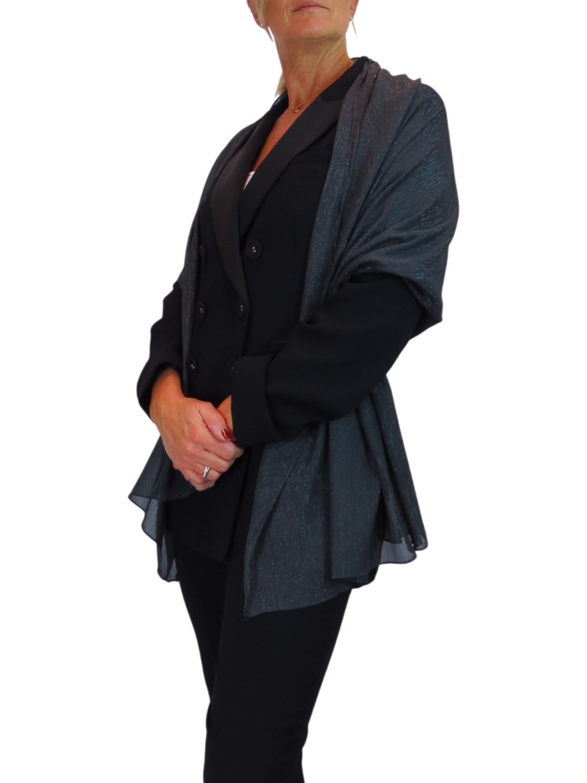 Bufanda de seda para mujer de Paulo Due - Mantón envolvente de gasa fina para viajes y noche - Imagen 49 de 126