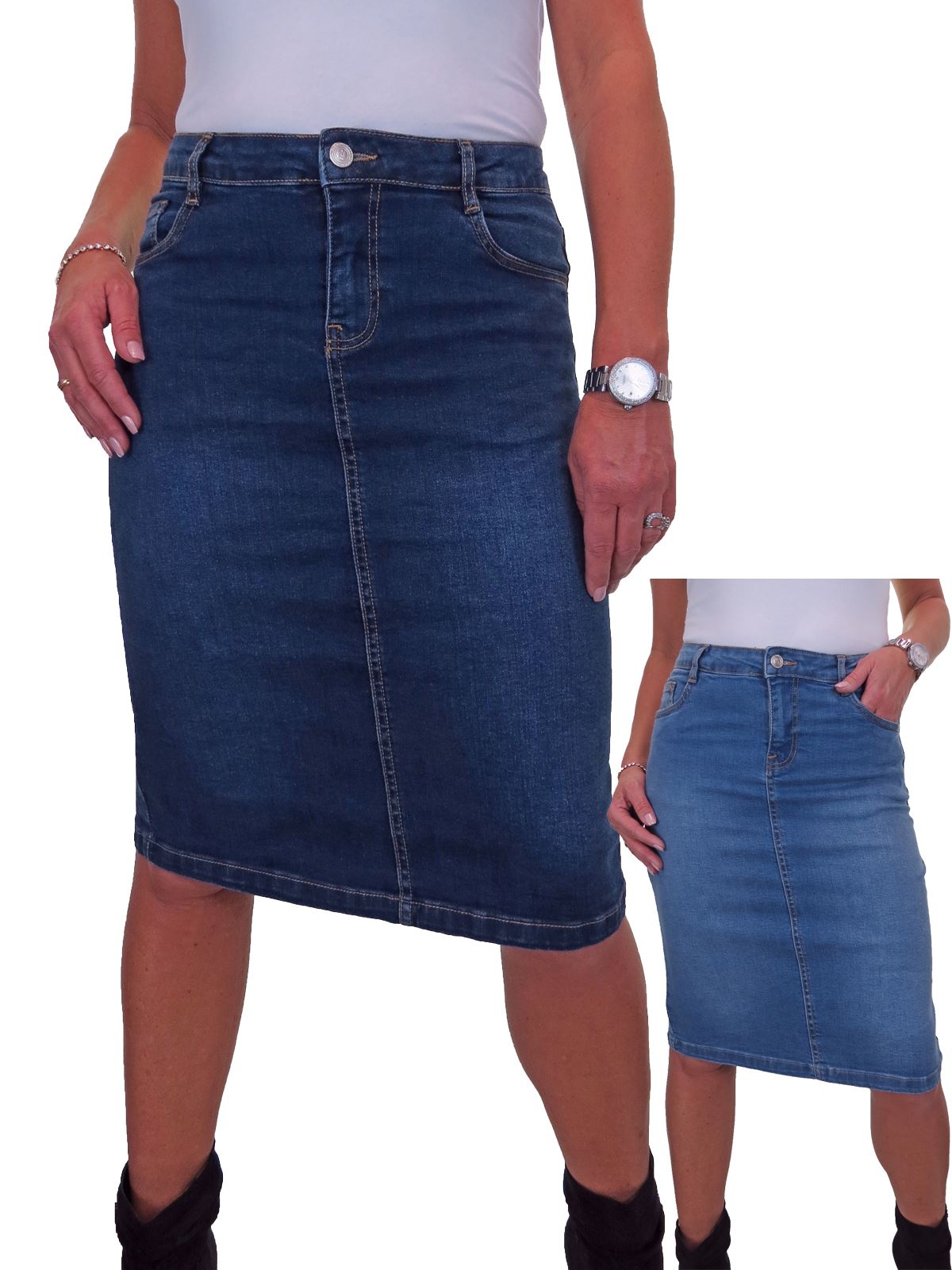 jean skirts below the knee