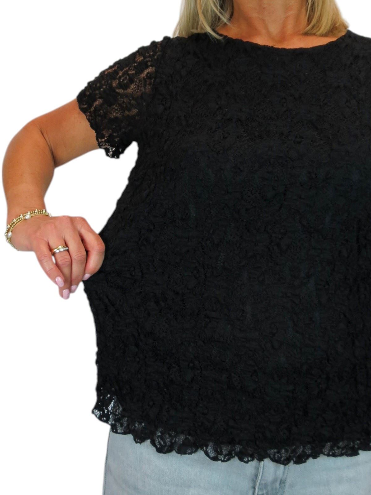 Damen Elegant Stretch Häkel Spitze Top Kurzarm Komplett Gefüttert 10-20 - Bild 21 von 30