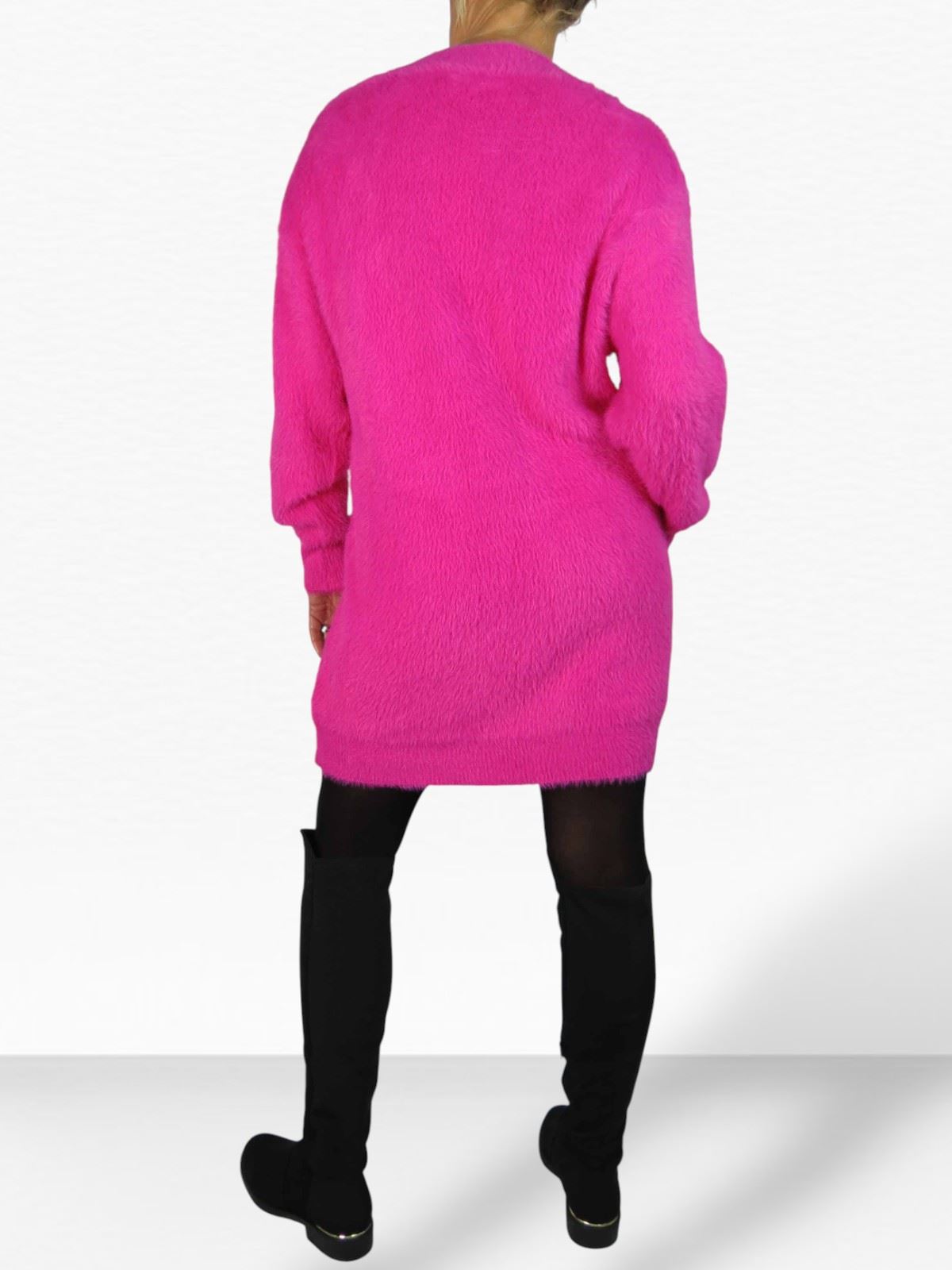 Damen Strick V Ausschnitt Pullover Kleid weich und kuschelig Strick Winterkleid Langarm - Bild 64 von 69