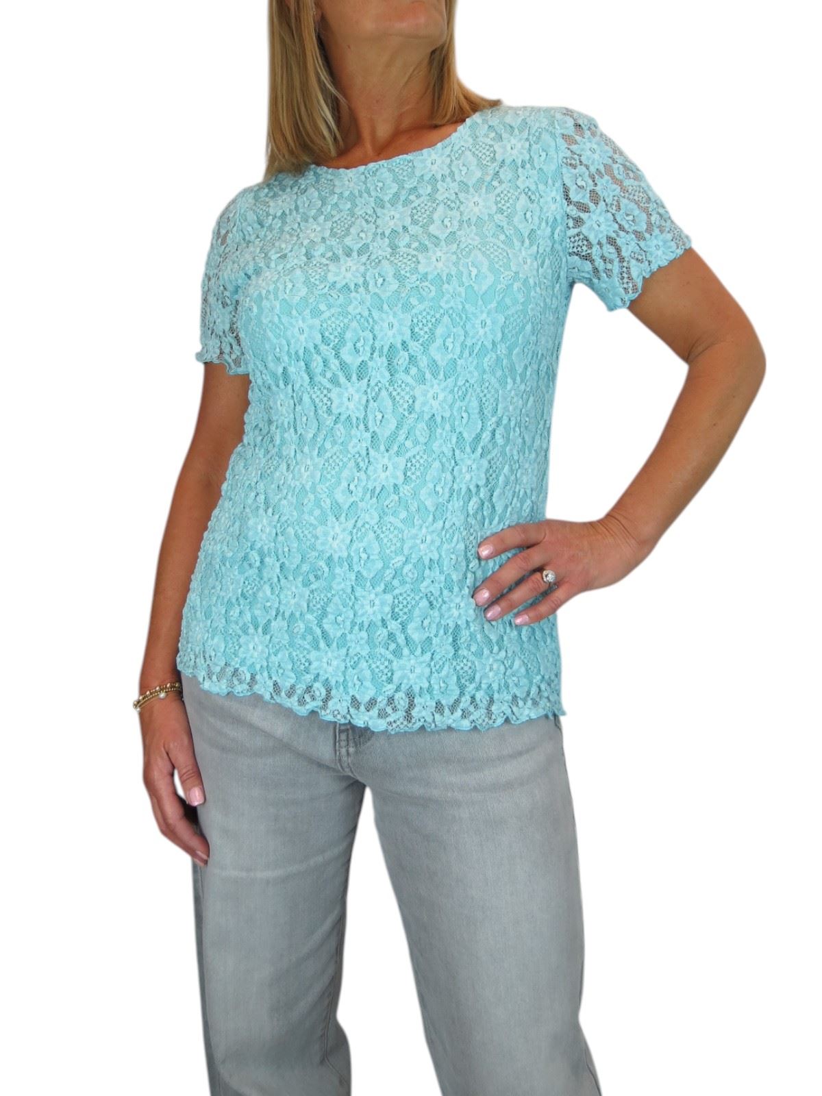 Damen Elegant Stretch Häkel Spitze Top Kurzarm Komplett Gefüttert 10-20 - Bild 29 von 30