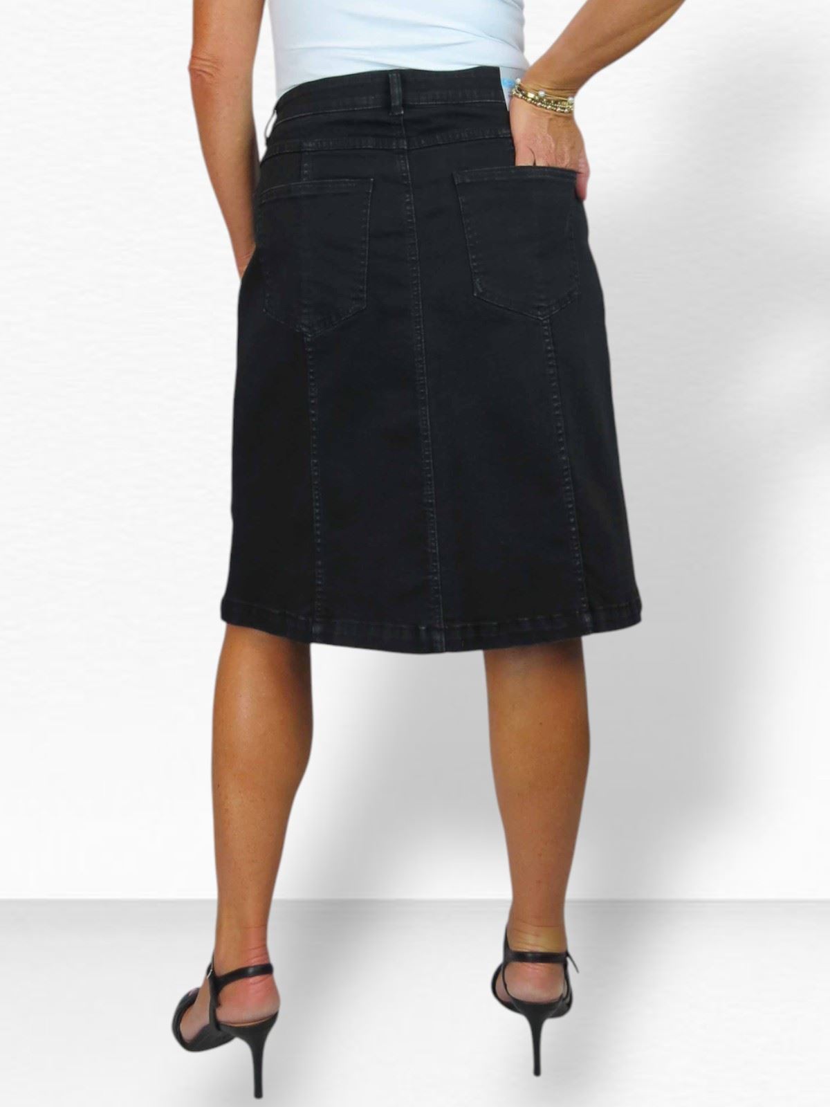 Damen A-Linie Stretch Denim Rock Knielang Freizeit Jeansrock 10-22 - Bild 9 von 42