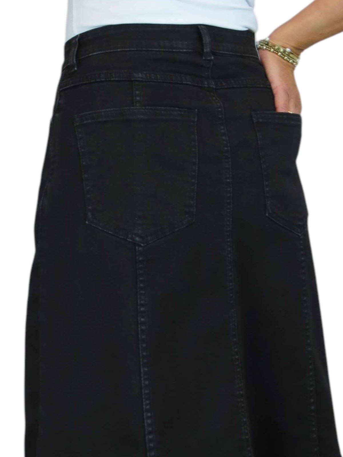 Damen A-Linie Stretch Denim Rock Knielang Freizeit Jeansrock 10-22 - Bild 10 von 42