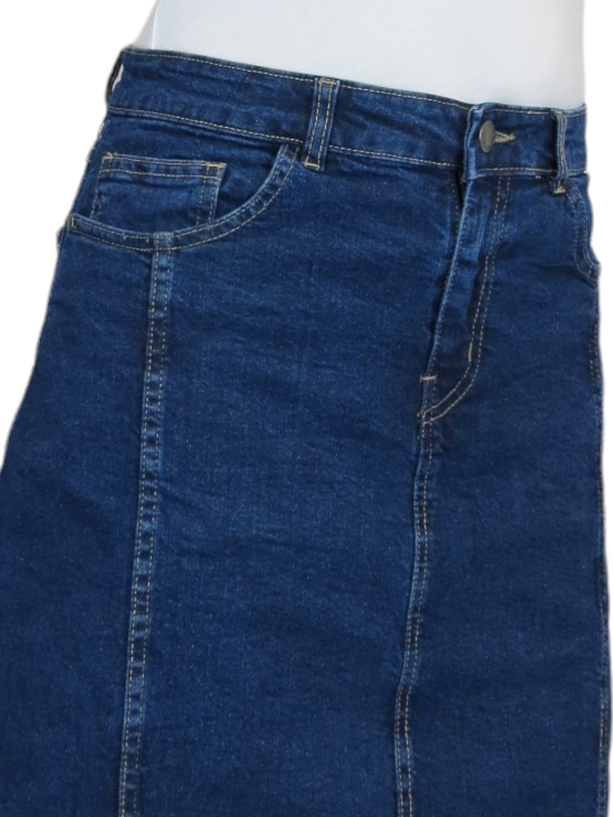 Ladies Stretch Denim A Line Jeans Skirt Knee Length Flared Pannel Skirt 10-22 - Picture 32 of 42