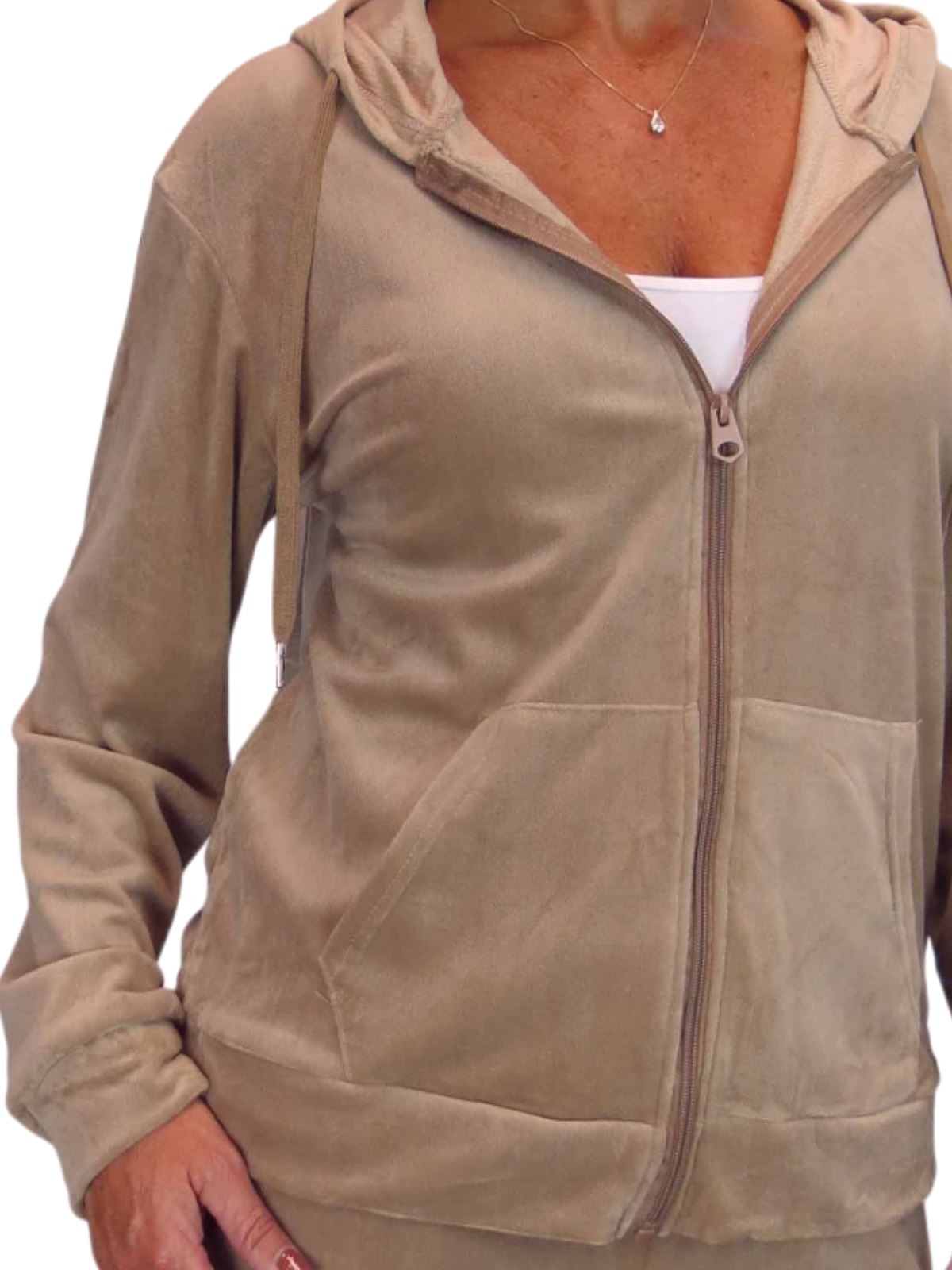 Ladies 2 Piece Velour Tracksuit Set Jogger and Zip Hoodie Casual Loungewear - Picture 10 of 38