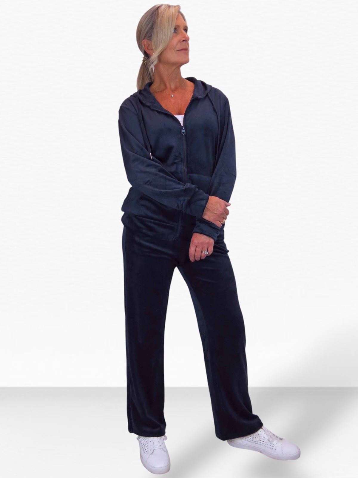 Ladies 2 Piece Velour Tracksuit Set Jogger and Zip Hoodie Casual Loungewear - Picture 19 of 38