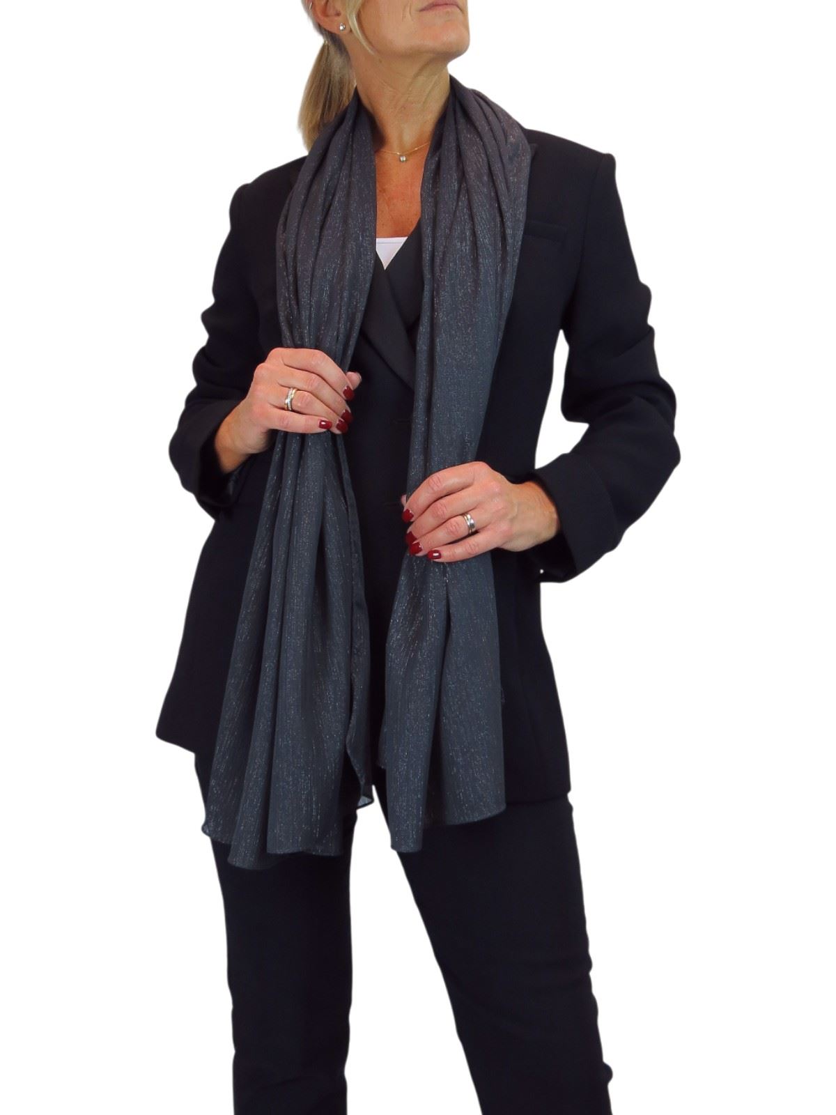 Bufanda de seda para mujer de Paulo Due - Mantón envolvente de gasa fina para viajes y noche - Imagen 43 de 126