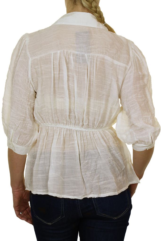 Womens Crochet Lace Collar Blouse Ruffle Button Up Shirt Casual Size 8-16 - Picture 14 of 28