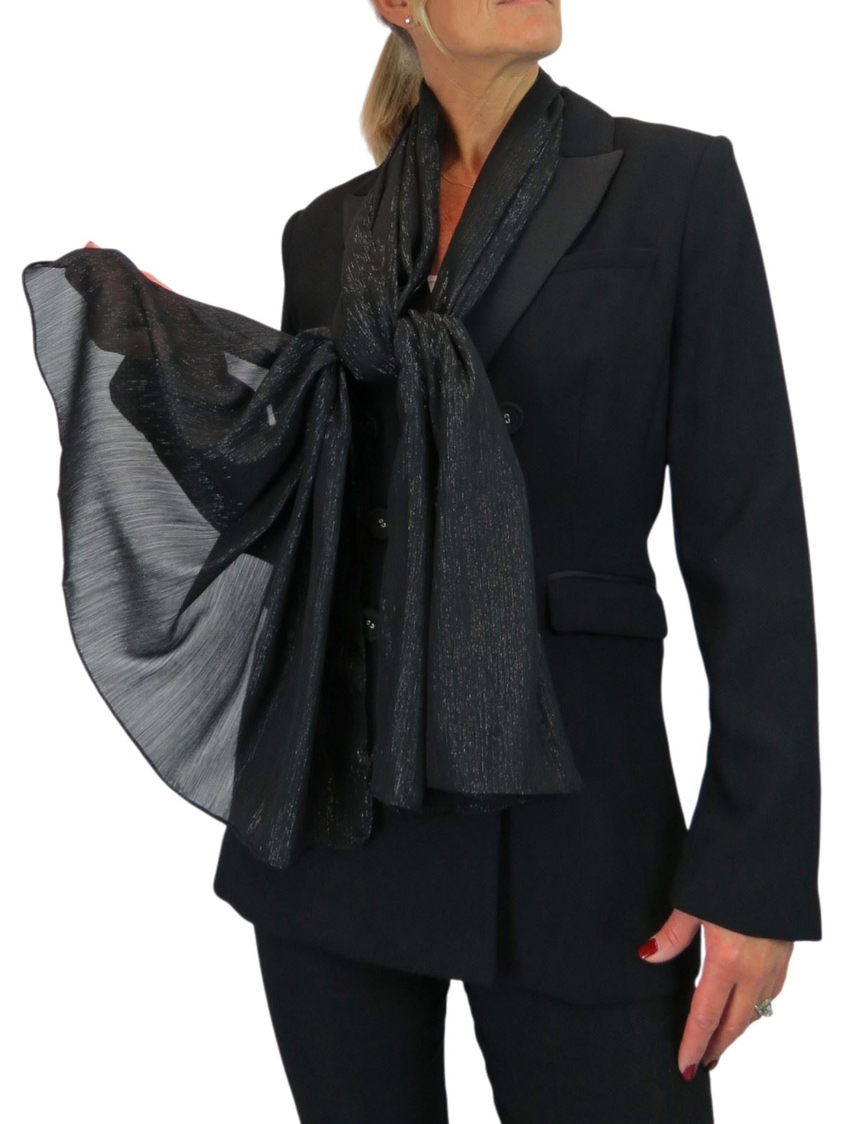 Bufanda de seda para mujer de Paulo Due - Mantón envolvente de gasa fina para viajes y noche - Imagen 20 de 126