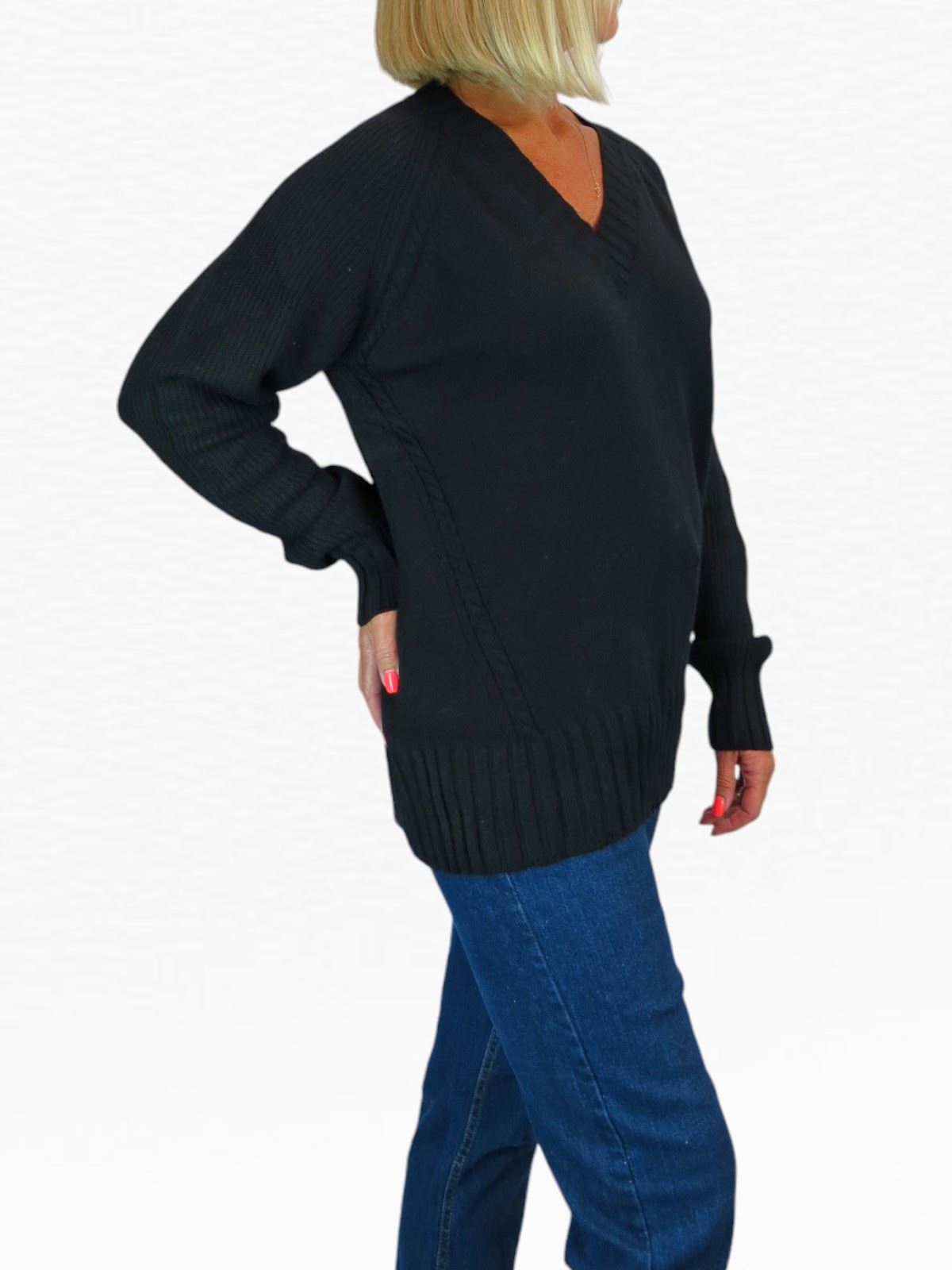 Ladies Soft Knit V Neck Jumper Wool-Like Feel Pullover Sweater Comfortable 8-22 - Picture 17 of 22