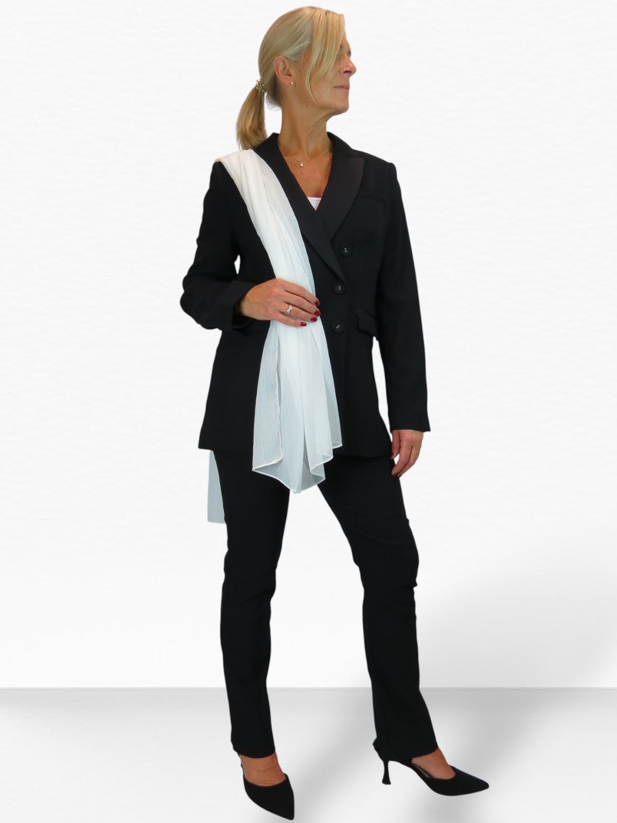 Bufanda de seda para mujer de Paulo Due - Mantón envolvente de gasa fina para viajes y noche - Imagen 75 de 126