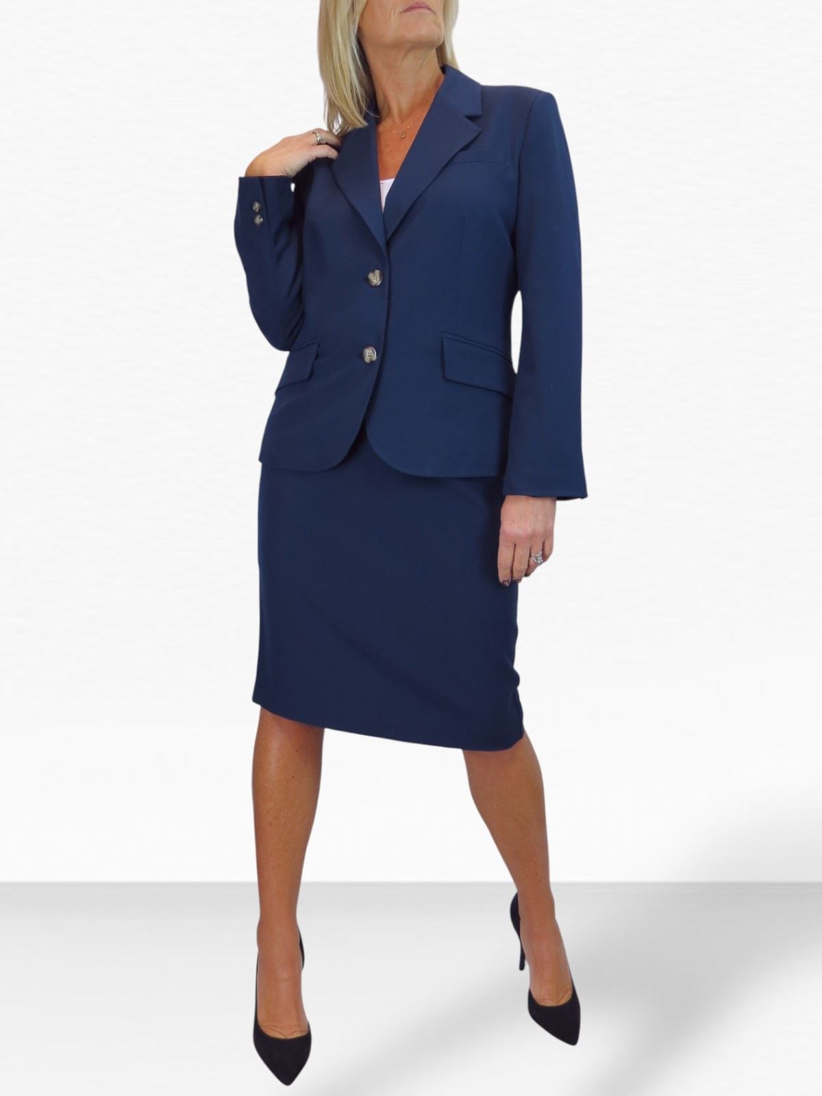 Ladies 2 Piece Tailored Suit – Skirt & Blazer Suit Fully Lined Essential Suit