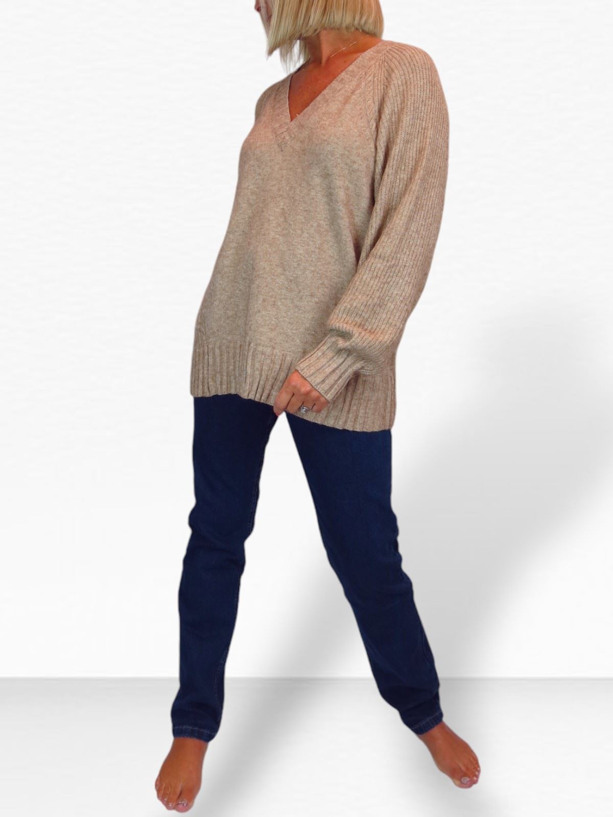 Ladies Soft Knit V Neck Jumper Wool-Like Feel Pullover Sweater Comfortable 8-22 - Picture 11 of 22