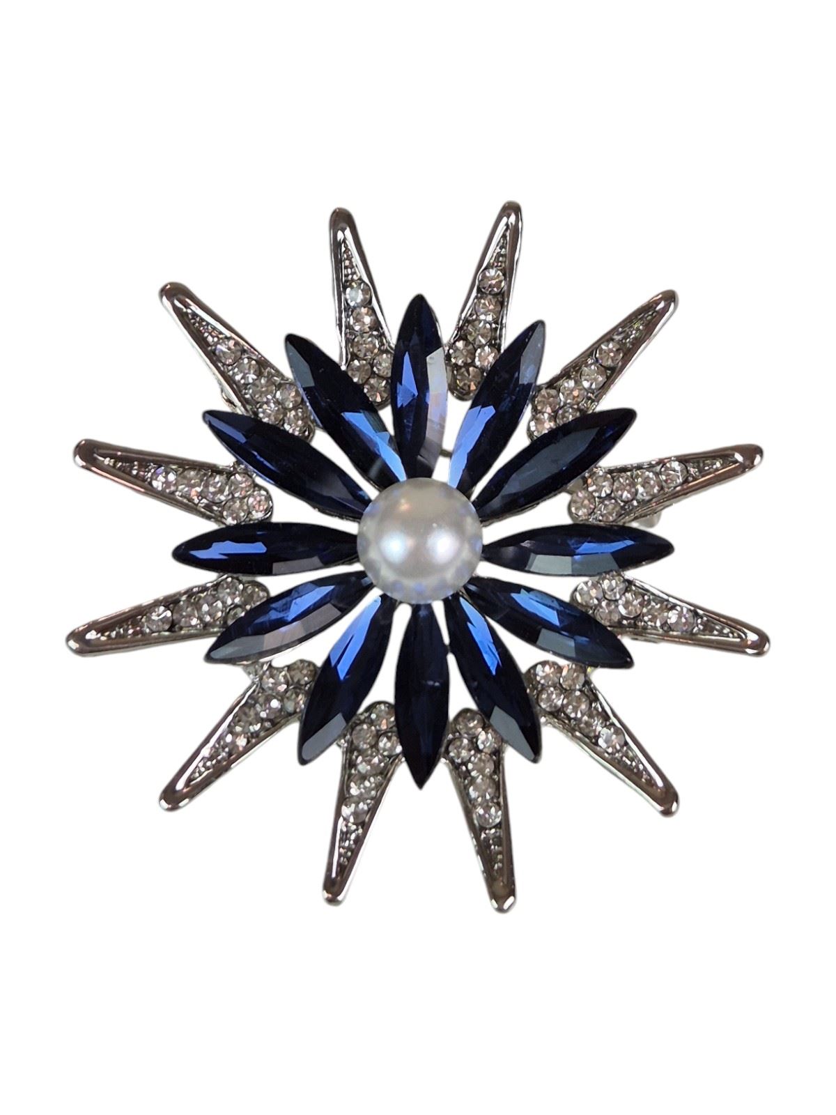 Impresionante Broche Margarita Cristal Prendedor con Centro de Perlas Flor Plata Joyería - Imagen 6 de 17
