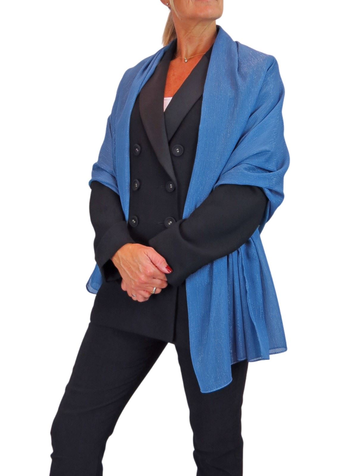 Bufanda de seda para mujer de Paulo Due - Mantón envolvente de gasa fina para viajes y noche - Imagen 84 de 126