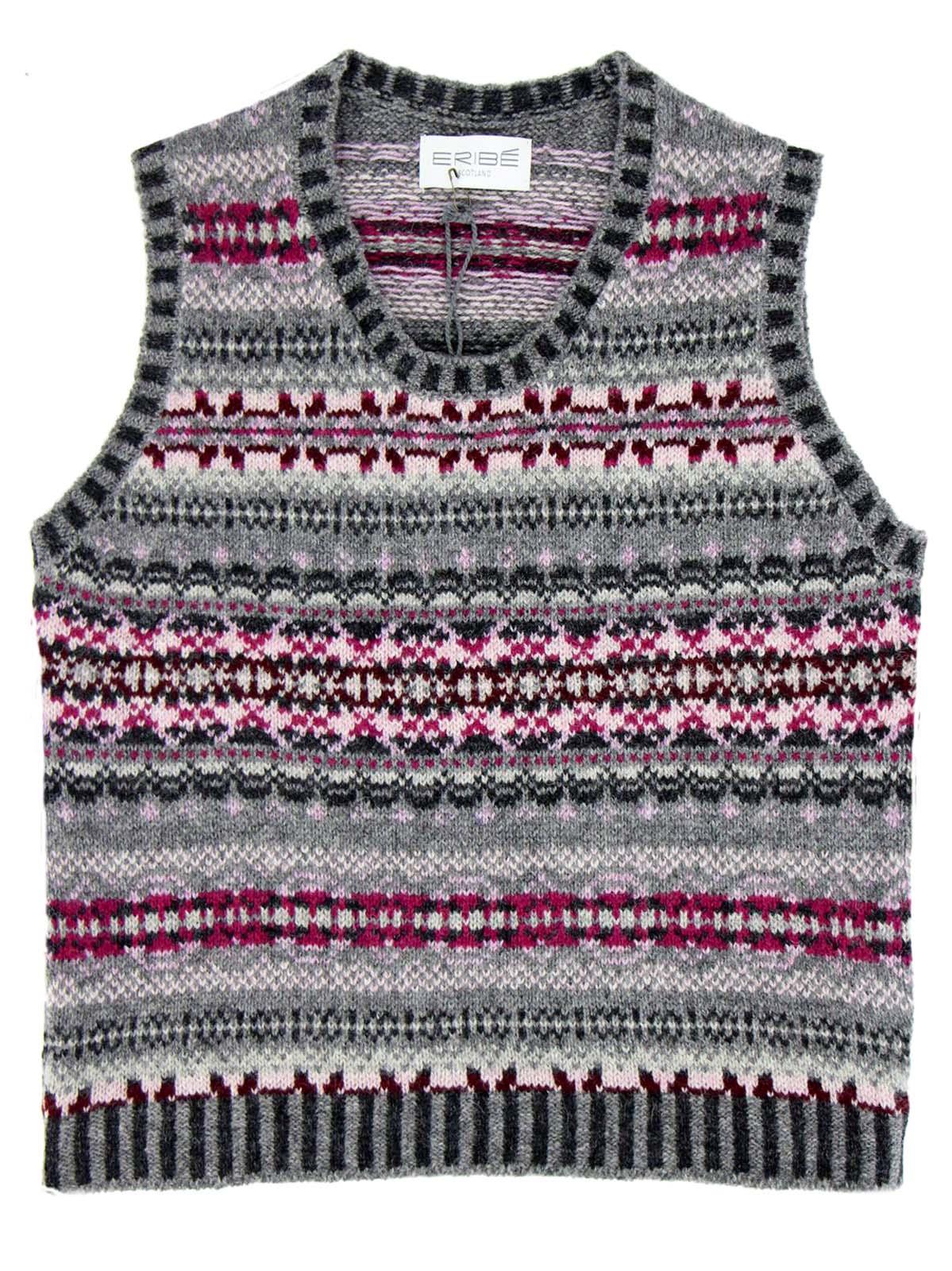 Womens Fairisle Vest | 1940s Style Thistle Grey Tank Top Sleeveless Sweater - Picture 7 of 9