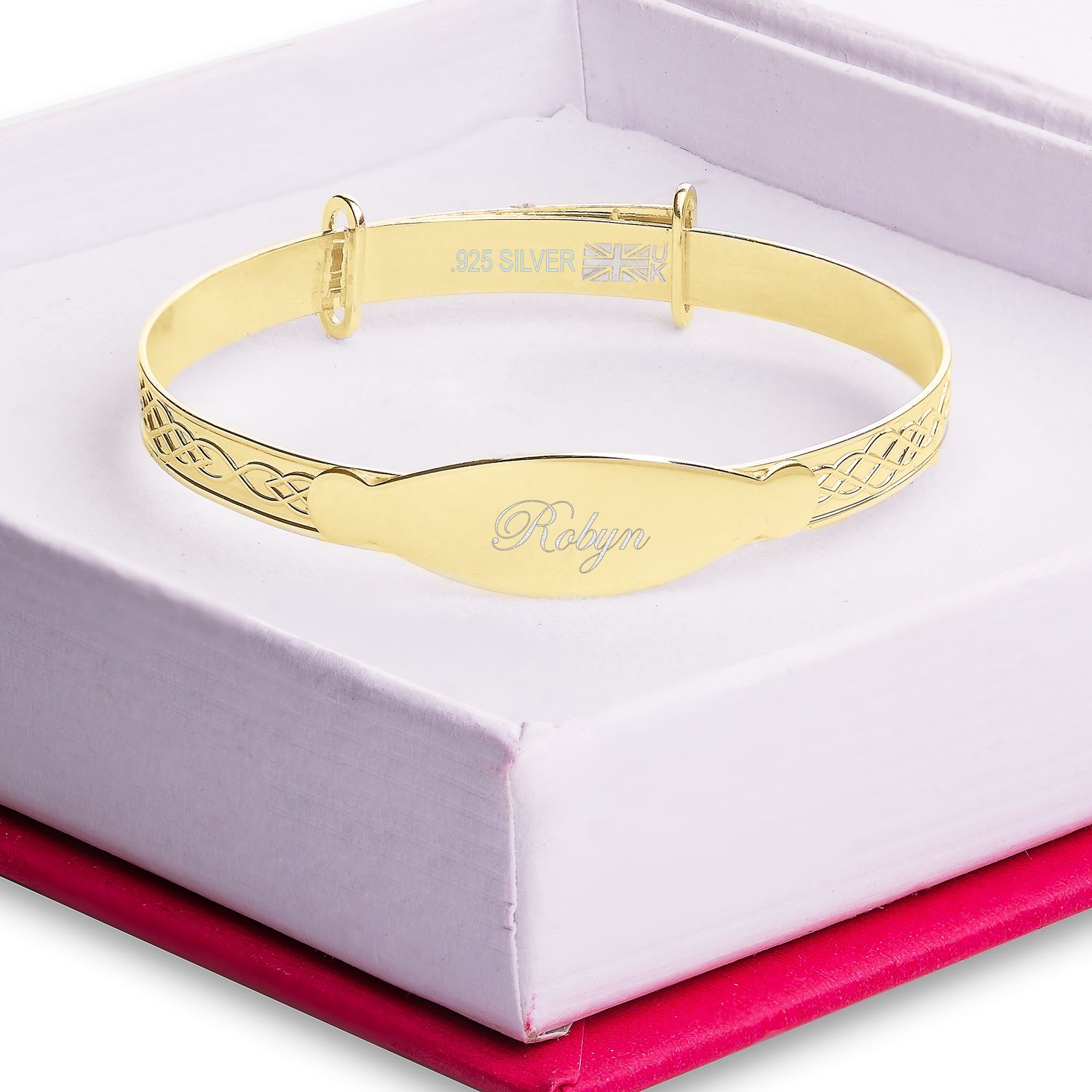 Mila Custom Bracelet Newborn Baby Christening Gift Personalise Bangle Engraved